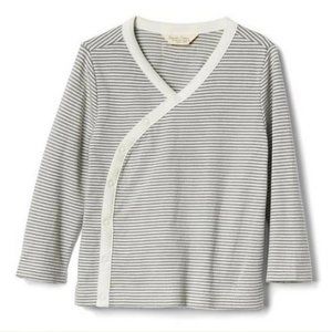 Baby Gap - Organic Cotton Kimono Top / GRAY STRIPE  (3-6 months) NWT